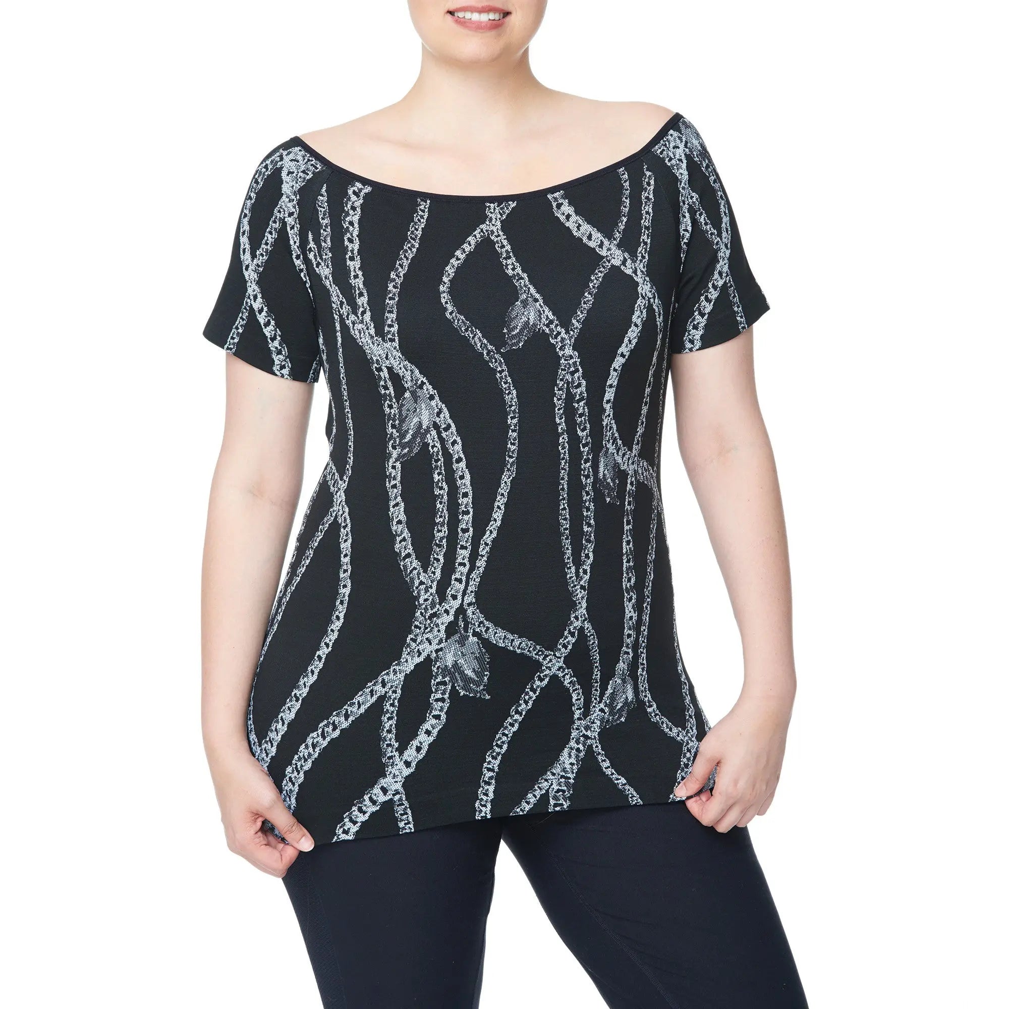 Off Shoulder Short sleeves Top, Women Plus Size Shirt Under Control